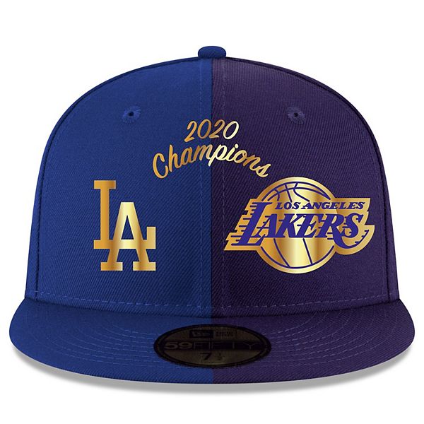 Men S New Era Royal Purple Los Angeles Dual Champions Split 59fifty Fitted Hat