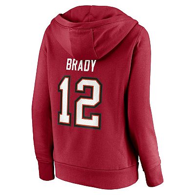 Women s Fanatics Branded Tom Brady Red Tampa Bay Buccaneers Player Icon Name Number Pullover Hoodie