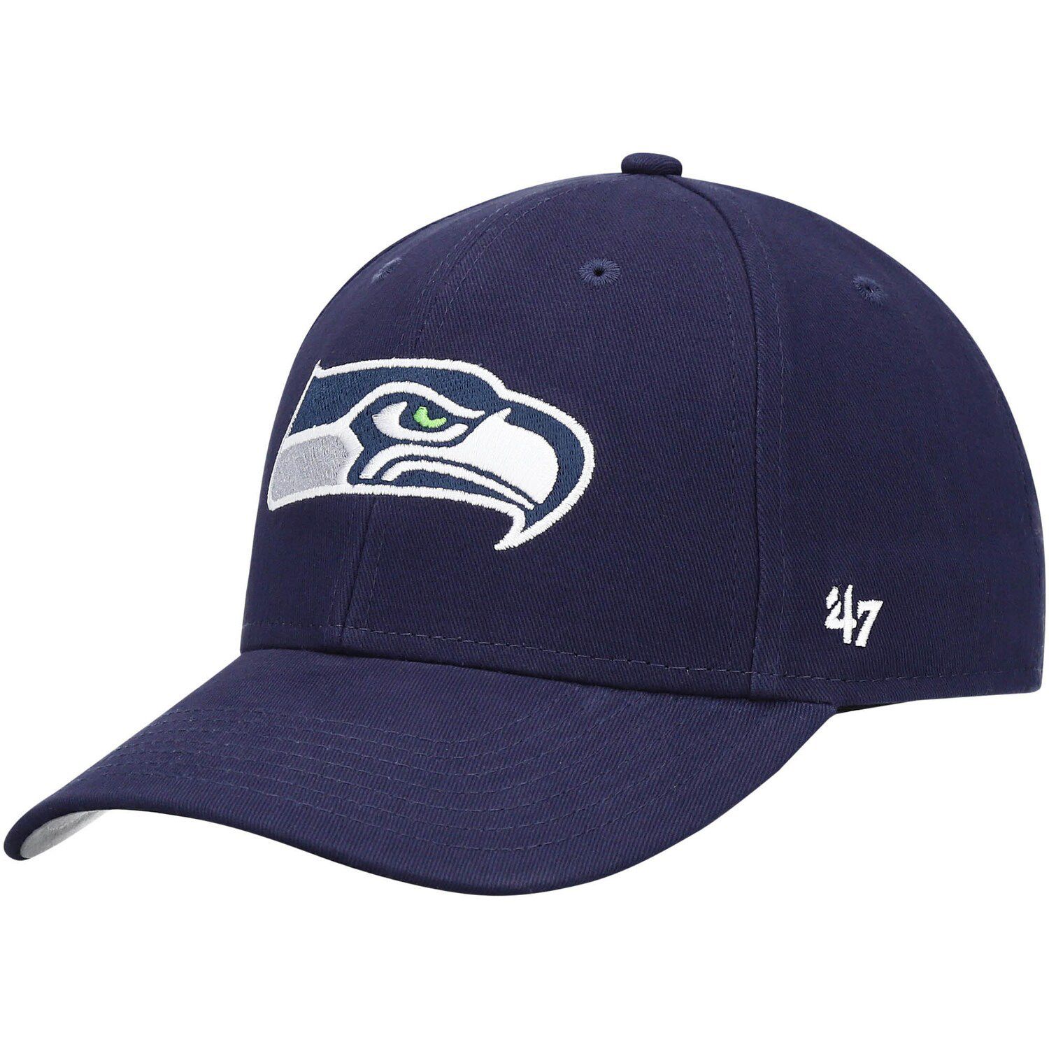 Youth New Era Cream/College Navy Seattle Seahawks 2022 Sideline Sport  Cuffed Pom Knit Hat