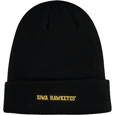 Youth Black Iowa Hawkeyes Jacquard Texture Cuffed Knit Hat