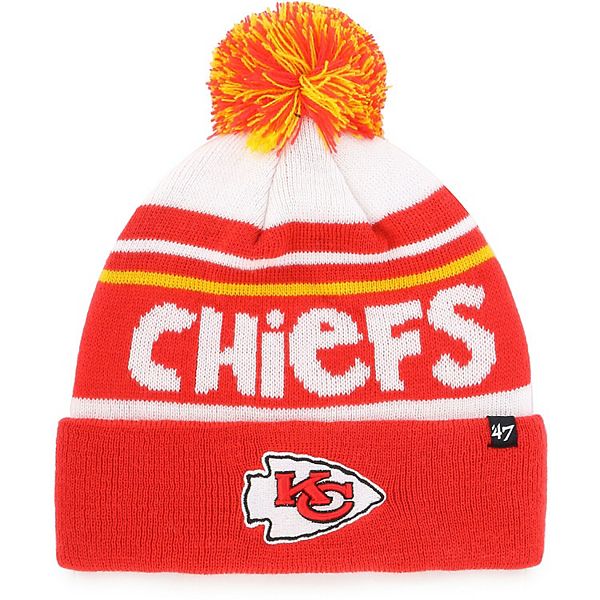 Youth '47 White/Red Kansas City Chiefs Playground Cuffed Knit Hat With Pom
