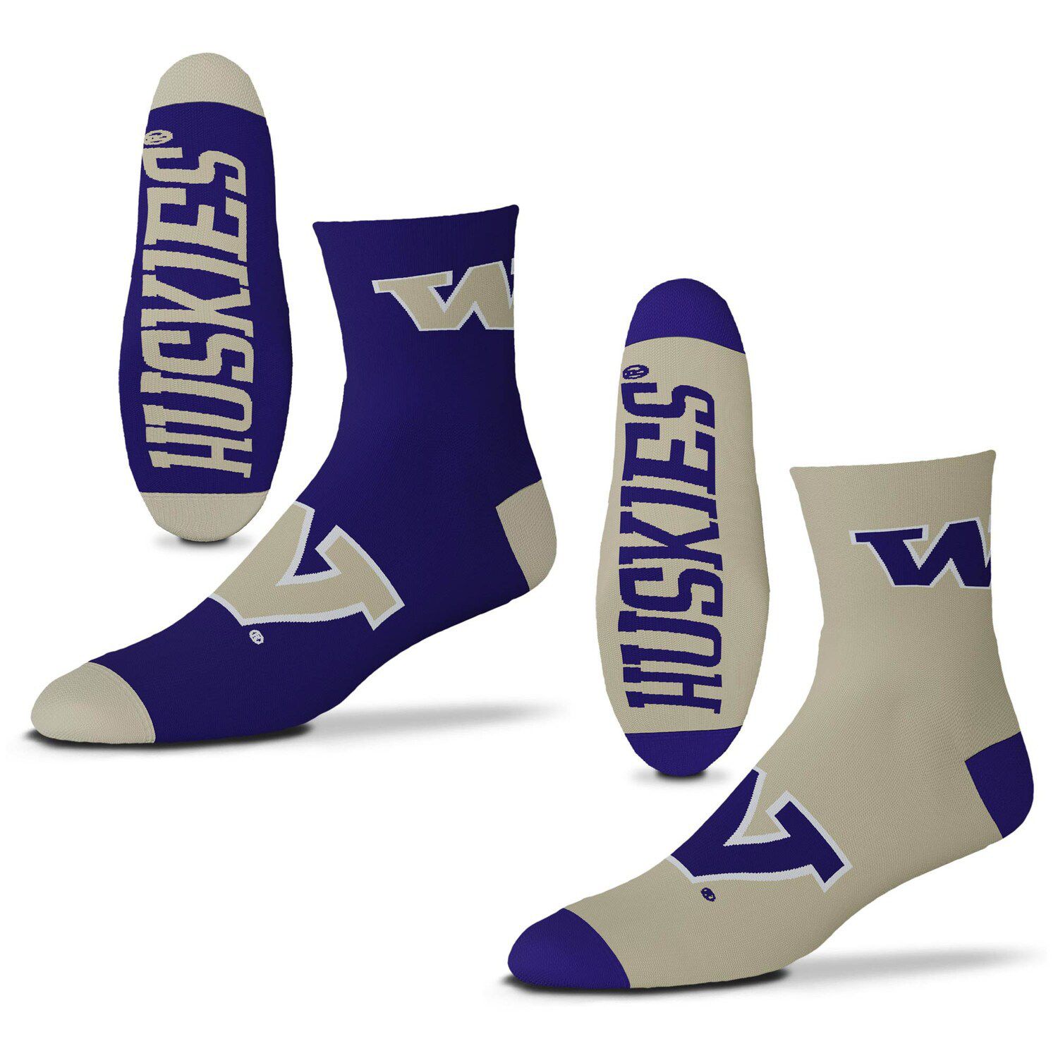 Image for Unbranded Men's For Bare Feet Washington Huskies 2-Pack Team Quarter-Length Socks at Kohl's.