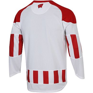 Men's Under Armour White Wisconsin Badgers UA Replica Hockey Jersey