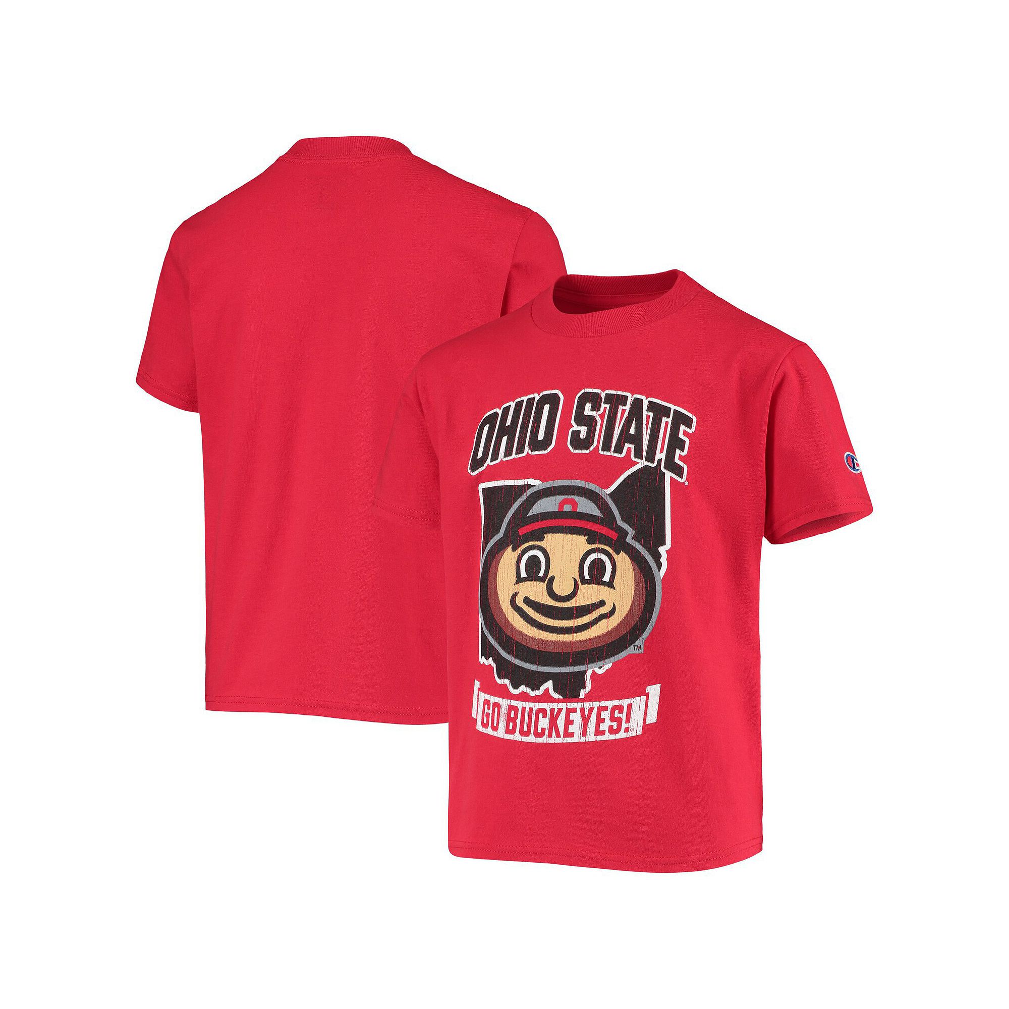 Youth Champion Scarlet Ohio State Buckeyes Strong Mascot T-Shirt, Boys, Si