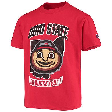 Youth Champion Scarlet Ohio State Buckeyes Strong Mascot T-Shirt
