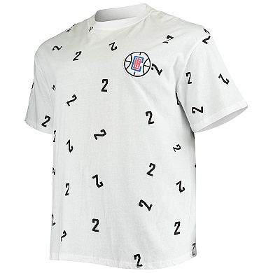 Men's Fanatics Branded Kawhi Leonard White LA Clippers Big & Tall Allover Name & Number T-Shirt