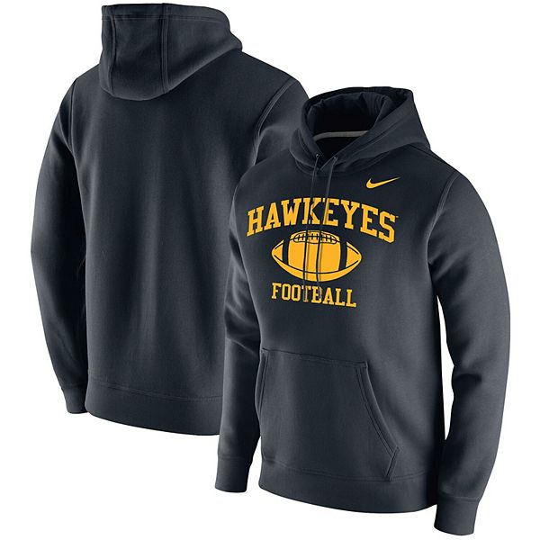 Men s Nike Black Iowa Hawkeyes Retro Football Club Fleece Pullover