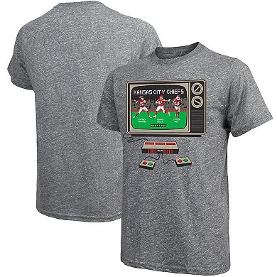 Men's Majestic Patrick Mahomes/Travis Kelce/Tyreek Hill Gray Kansas City Chiefs Video Game Tri-Blend T-Shirt