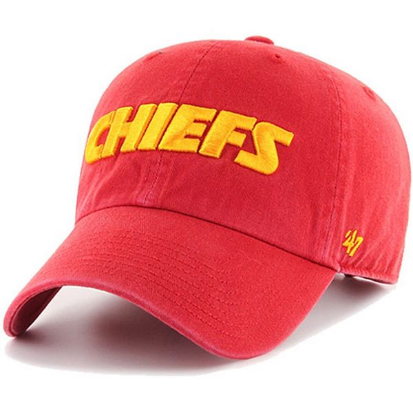 Men's '47 Red Kansas City Chiefs Clean Up Script Adjustable Hat - OSFA 