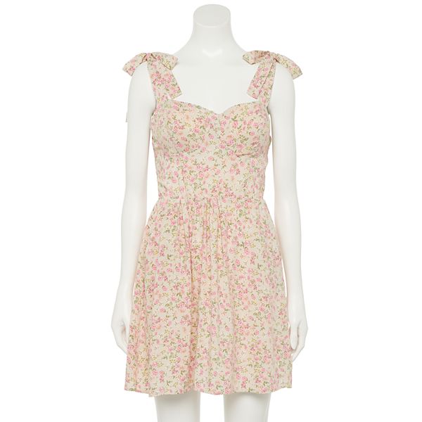 Juniors' Lily Rose Tie Shoulder Molded Cup Skater Dress
