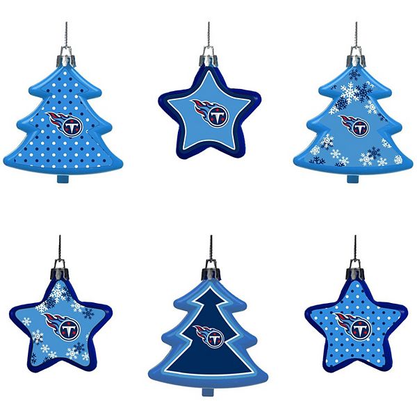 Tennessee Titans NFL 6 Pack Shatterproof Christmas Tree Ornament Boxed Set