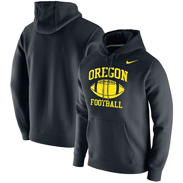 Men s Nike Black Oregon Ducks Retro Football Club Fleece Pullover Hoodie