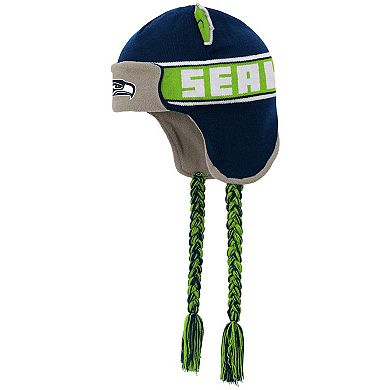 Toddler College Navy Seattle Seahawks Wordmark Ears Trooper Knit Hat