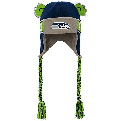 Toddler College Navy Seattle Seahawks Wordmark Ears Trooper Knit Hat