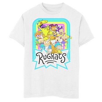 Boys 8-20 Nickelodeon Rugrats Neon Rainbow Reptar And Friends Graphic Tee