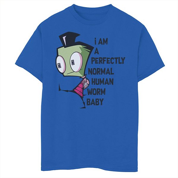 Boys 8-20 Nickelodeon Invader Zim I Am Perfectly Normal Human Worm Baby  Portrait Graphic Tee