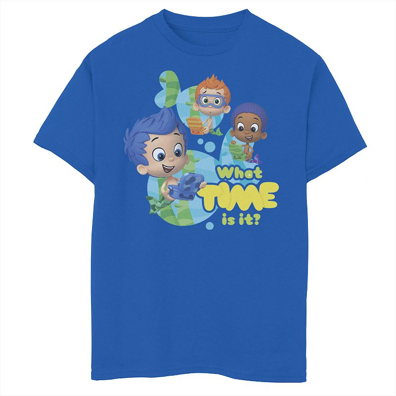 Nickelodeon Boys 8-20 Bubble Guppies What Time Is It Logo Graphic Tee, Boy's, Size: XS, Royal