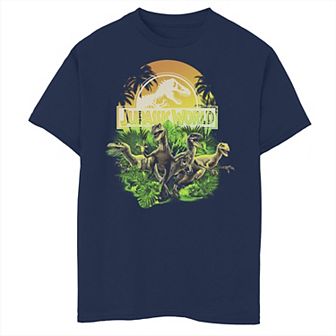 Boys 8-20 Jurassic World Raptors Tropical Sunset Logo Graphic Tee