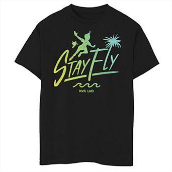 Disney's Peter Pan Boys 6-20 Stay Fly Text Silhouette Poster Graphic Tee