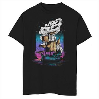 Disney's Peter Pan Boys 8-20 Pirate Ship Flight Neon Graphic Tee