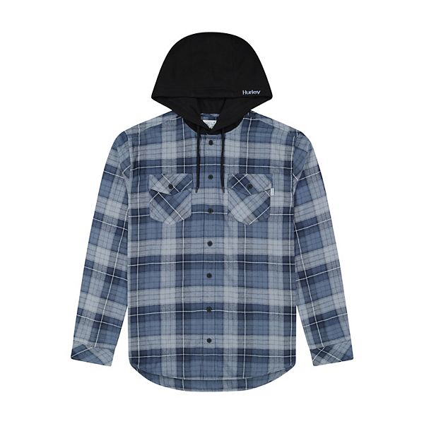 Mens hooded button hot sale up shirt