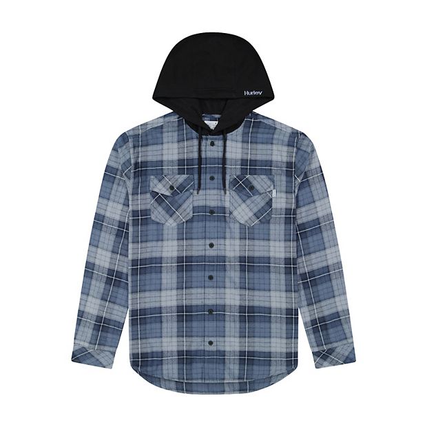 Button shirt with hoodie on sale