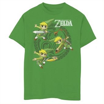 Boys 8-20 Zelda Link Cartoon Action Pose Circle Graphic Tee