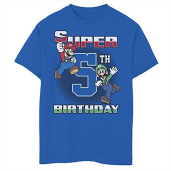 Boys 8-20 Nintendo Super Mario And Luigi Super Birthday 5th Birthday Portrait Graphic Tee