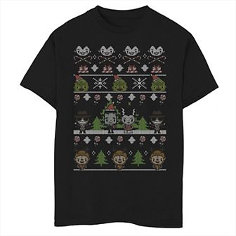 Boys 8-20 Universal Monsters Christmas Group Ugly Sweater Style Graphic Tee