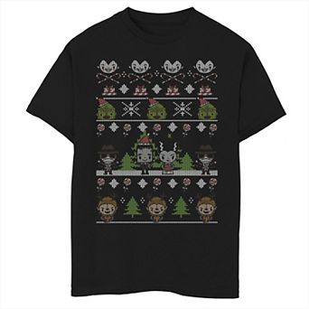 Boys 8-20 Universal Monsters Christmas Group Ugly Sweater Style Graphic Tee