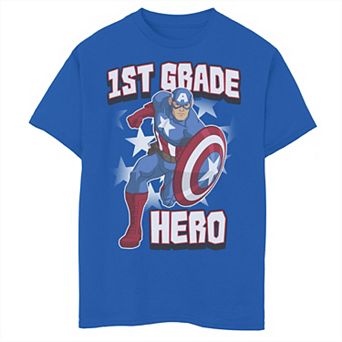 Boys 8-20 Marvel Captain America 1st Grade Hero School Text Graphic Tee