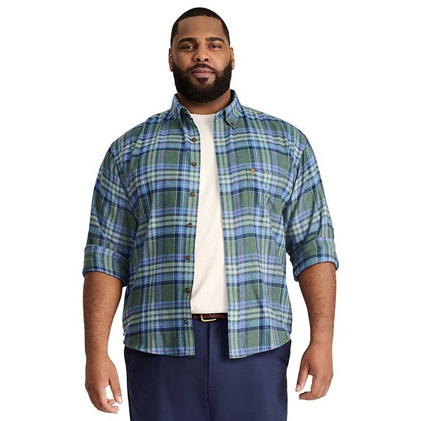 Big & Tall Men's IZOD Flannel Button Down Shirt - Deep Forest Navy (2XB)