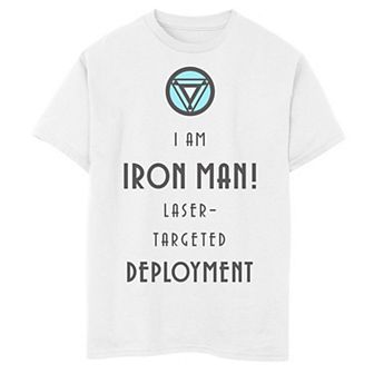 Boys 8-20 Marvel Iron Man Laser-Targeted Deployment Text Graphic Tee