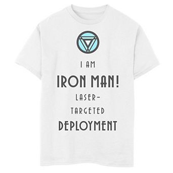 Boys 8-20 Marvel Iron Man Laser-Targeted Deployment Text Graphic Tee