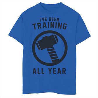 Boys 8-20 Marvel Avengers Thor I've Been Training All Year Hammer Logo Graphic Tee