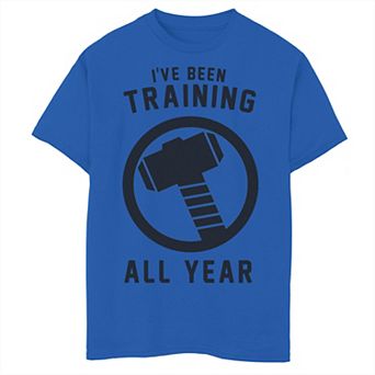 Boys 8-20 Marvel Avengers Thor I've Been Training All Year Hammer Logo Graphic Tee