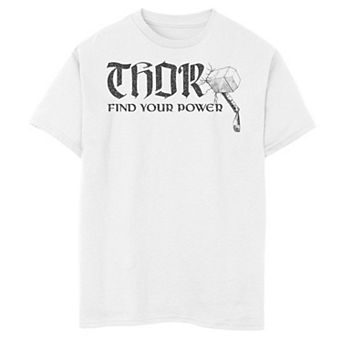 Boys 8-20 Marvel Thor Find Your Power Hammer Text Graphic Tee