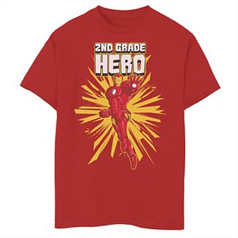Boys 8-20 Marvel Iron Man 2nd Grade Hero School Text Graphic Tee