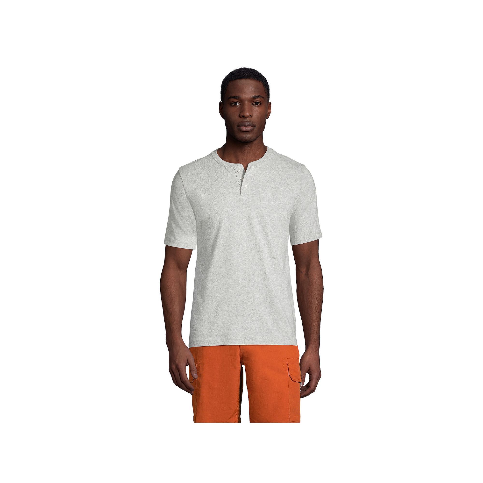 Mens Lands End Classic-Fit Super-T Henley, Size: Medium, Gray Grey