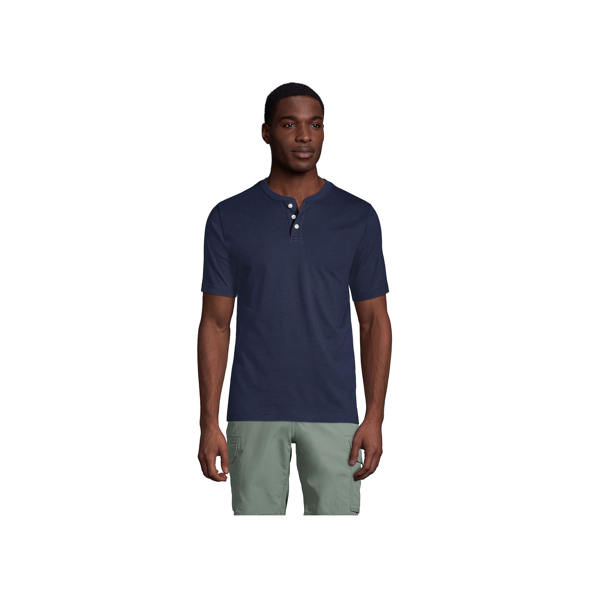 Mens Lands End Classic-Fit Super-T Henley, Size: Medium, Radiant Blue