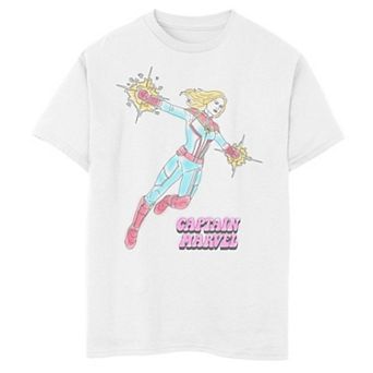 Boys 8-20 Captain Marvel Watercolor Flight Portrait Graphic Tee