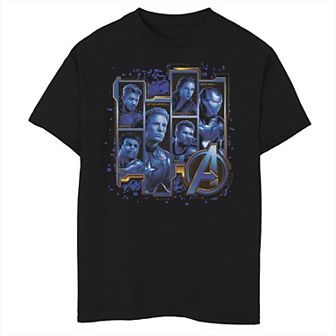 Boys 8-20 Marvel Avengers Endgame Hero Name Logo Square Poster Graphic Tee