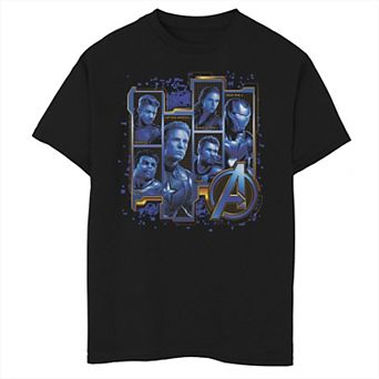 Boys 8-20 Marvel Avengers Endgame Hero Name Logo Square Poster Graphic Tee
