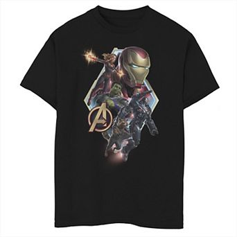 Boys 8-20 Marvel Avengers Endgame Team Logo Diamond Group Action Pose Graphic Tee