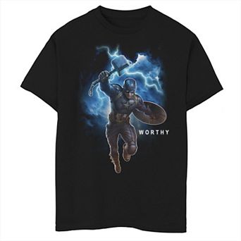 Boys 8-20 Marvel Avengers Endgame Captain America Worthy Action Pose Graphic Tee