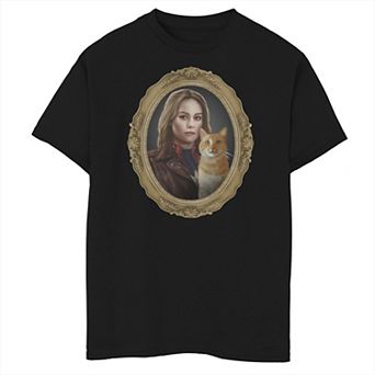 Boys 8-20 Marvel Captain Marvel And Goose Gold Frame Photograph Graphic Tee