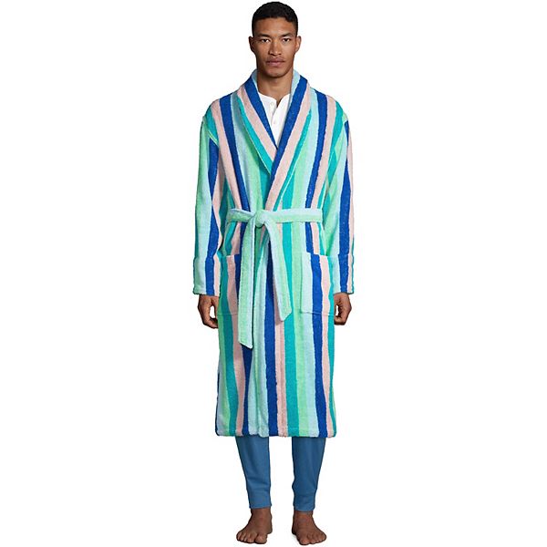 Men's Lands' End CalfLength Pattern Turkish Terry Robe