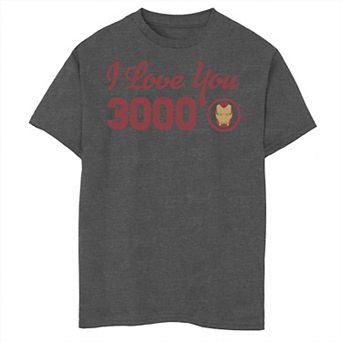 Boys 8-20 Marvel Avengers Endgame Iron Man I Love You 3000 Red Logo Graphic Tee