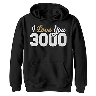 Boys 8-20 Marvel Avengers Endgame Iron Man I Love You 3000 Quote Bold Graphic Fleece Hoodie