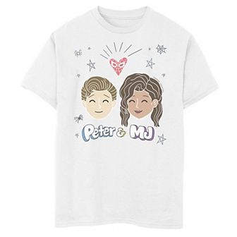Boys 8-20 Marvel Spider-Man Far From Home Peter & MJ Cartoon Portrait Graphic Tee
